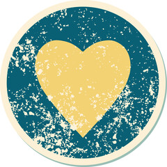 distressed sticker tattoo style icon of a heart