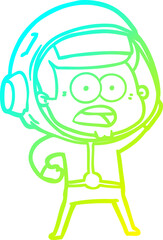 cold gradient line drawing cartoon surprised astronaut
