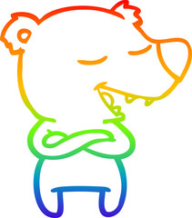 rainbow gradient line drawing cartoon bear