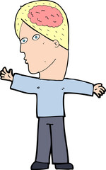 cartoon man with brain