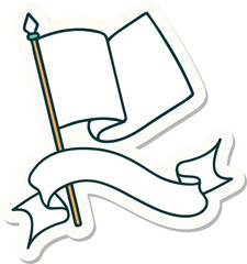 tattoo sticker with banner of a flag