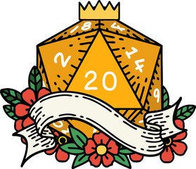 natural twenty D20 dice roll illustration