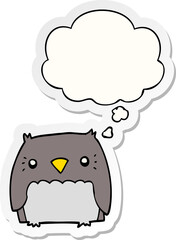 cute cartoon owl and thought bubble as a printed sticker