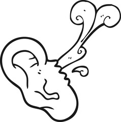 black and white cartoon severed ear