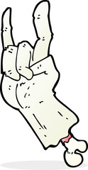 cartoon zombie hand making rock symbol