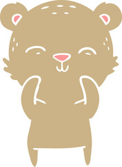 happy flat color style cartoon bear