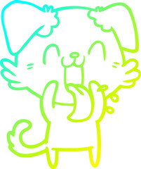cold gradient line drawing cartoon panting dog