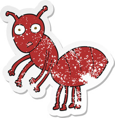 retro distressed sticker of a cartoon ant