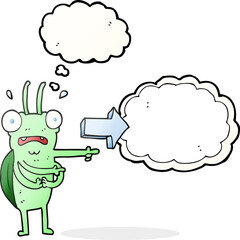 thought bubble cartoon bug pointing