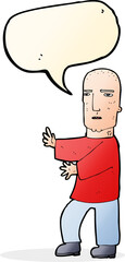 cartoon tough man  with speech bubble