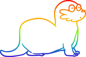 rainbow gradient line drawing cartoon otter