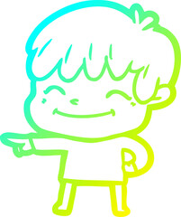 cold gradient line drawing cartoon happy boy