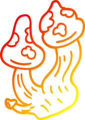 warm gradient line drawing cartoon deadly mushrooms