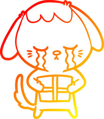 warm gradient line drawing cartoon crying dog