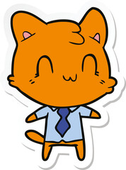 sticker of a cartoon happy cat