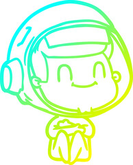 Obraz premium cold gradient line drawing happy cartoon astronaut