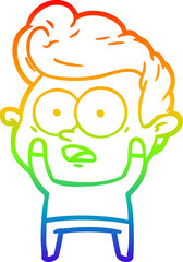 rainbow gradient line drawing cartoon staring man