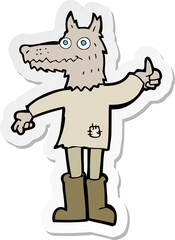 sticker of a cartoon wolf man