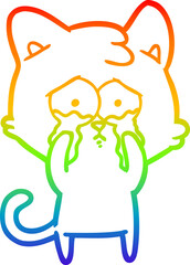 Obraz premium rainbow gradient line drawing cartoon crying cat