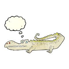 cartoon crocodile with thought bubble