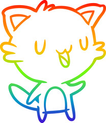 rainbow gradient line drawing happy cat
