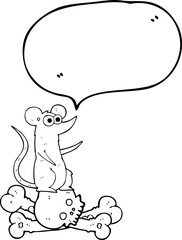 speech bubble cartoon rat on bones