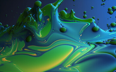 Blue and green liquid background, Generative AI