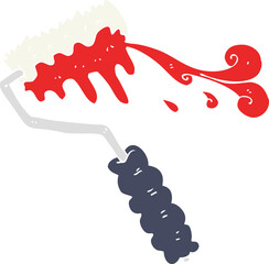 flat color illustration of a cartoon paint roller