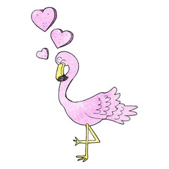 textured cartoon flamingo in love