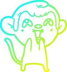 cold gradient line drawing crazy cartoon monkey