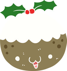 cute flat color style cartoon christmas pudding