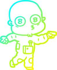cold gradient line drawing cartoon weird bald spaceman