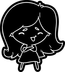cartoon icon of a cute kawaii girl