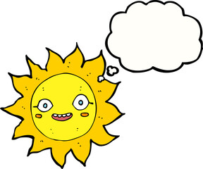 cartoon happy sun with thought bubble