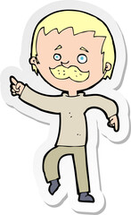sticker of a cartoon man with mustache pointing