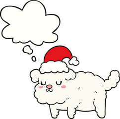 cute christmas dog and thought bubble