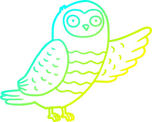 cold gradient line drawing cartoon owl pointing