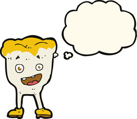 cartoon tooth with thought bubble
