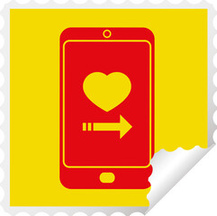 dating app on cell phone square peeling sticker