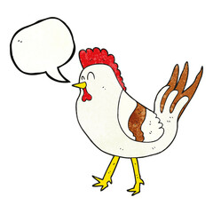 speech bubble textured cartoon chicken