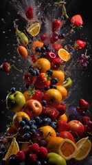 Obraz na płótnie Canvas A Captivating Photo of an Airborne Fruit Explosion, Generative AI