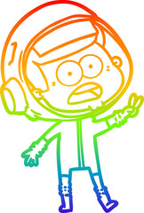 rainbow gradient line drawing cartoon surprised astronaut