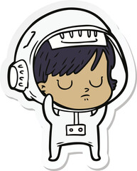 sticker of a cartoon astronaut woman