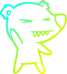 cold gradient line drawing angry polar bear cartoon