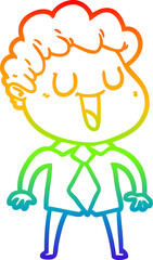 rainbow gradient line drawing laughing cartoon man