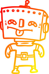 warm gradient line drawing cartoon robot