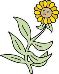 quirky hand drawn cartoon flower