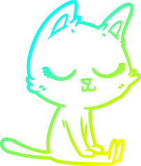 cold gradient line drawing calm cartoon cat