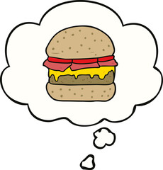 cartoon burger and thought bubble