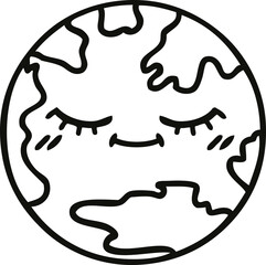 line drawing cartoon planet earth